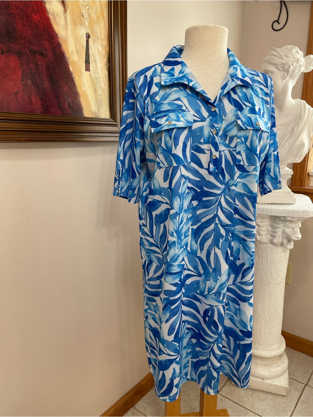 Stella Parker Tropical Beachy Shirt Dress L
Gold Buttons